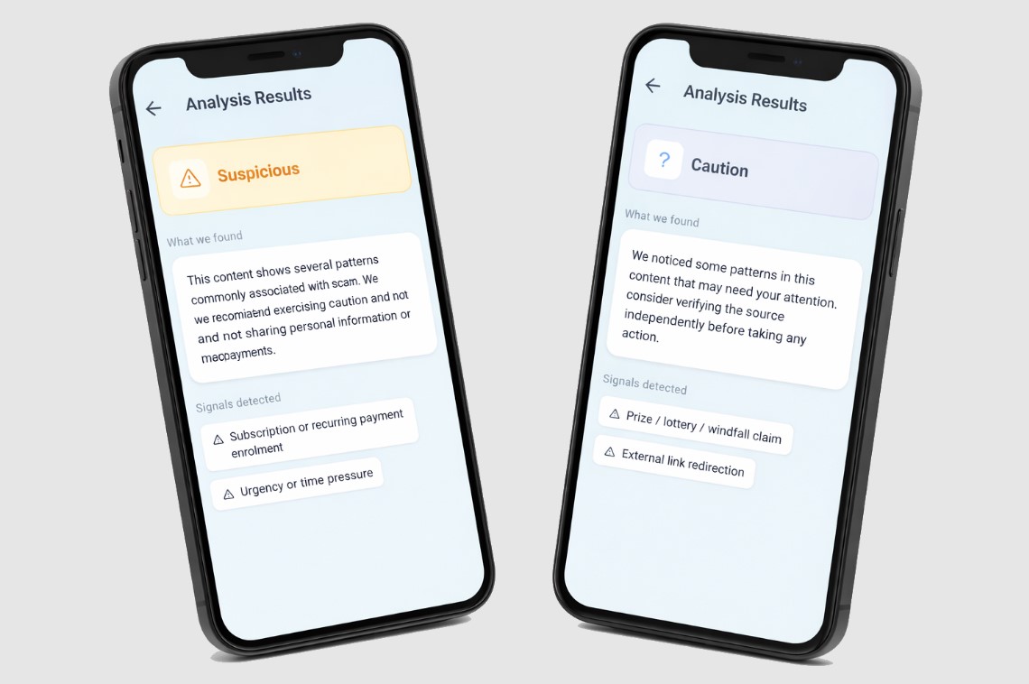 Scam Detector VeriSense App is an advanced Scam Detector designed to protect users from scams, fraud, phishing attempts, and misinformation in everyday digital interactions. Acting as a personal safety shield, VeriSense helps users verify suspicious messages, links, ca by verisenseapp