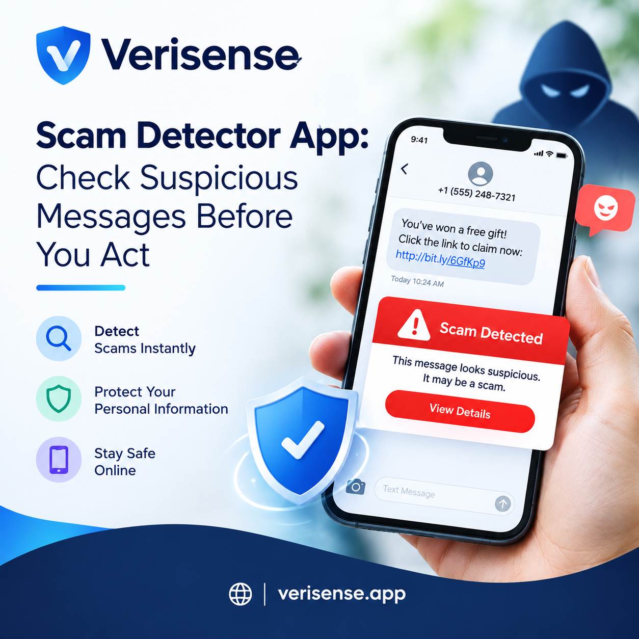 Scam Detector App Check Suspicious Messages Before You Act.png A Scam Detector App helps check suspicious messages, links and calls. Learn how VeriSense adds a calm, evidence-based check before action. 
Visit: https://verisense.app/ by verisenseapp