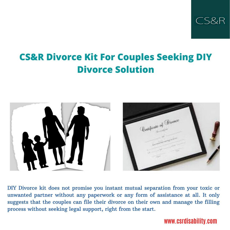 CS&R Divorce Kit for Couples Seeking DIY Divorce Solution  You will know in which cases seeking DIY divorce kit solution will be a wrong decision. Also, get familiar with the credibility of CS&R paralegal service providers. For more details, visit: https://www.csrdisability.com/faqdiv.php
 by csrdisability