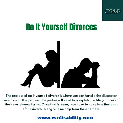 Do it yourself divorces Filing for divorce doesn't have to be stressful, expensive, or difficult. Welcome to CS&R DIVORCE and DISABILITY do it yourself divorces and save up to 80%.  For more detail. visit: https://www.csrdisability.com/faqdiv.php by csrdisability