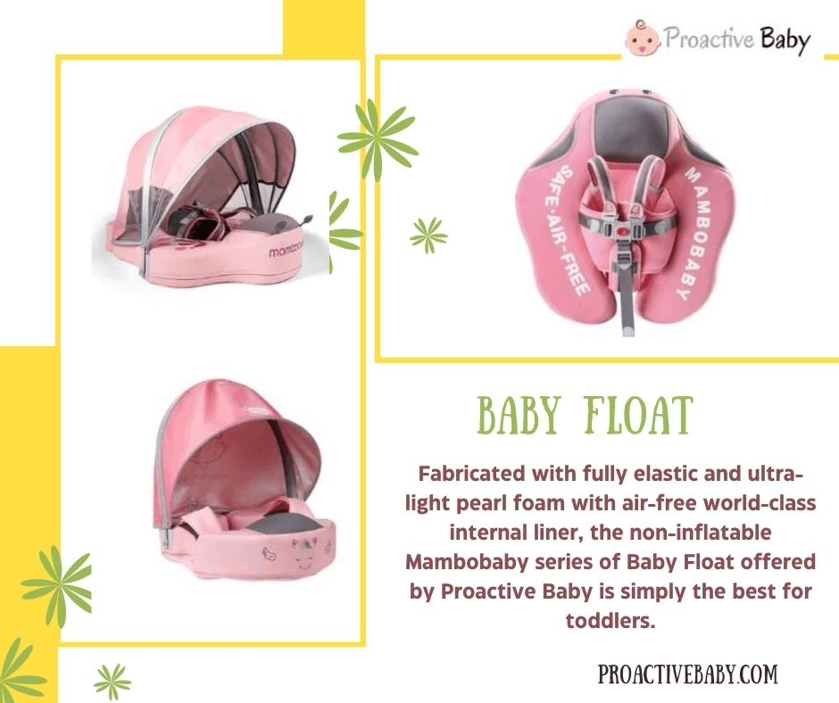 Baby Float  Fabricated with fully elastic and ultra-light pearl foam with air-free world-class internal liner, the non-inflatable Mambobaby. For more visit: https://proactivebaby.com/collections/mambobaby-baby-swimming-floats-for-babies-and-infant by Proactivebaby