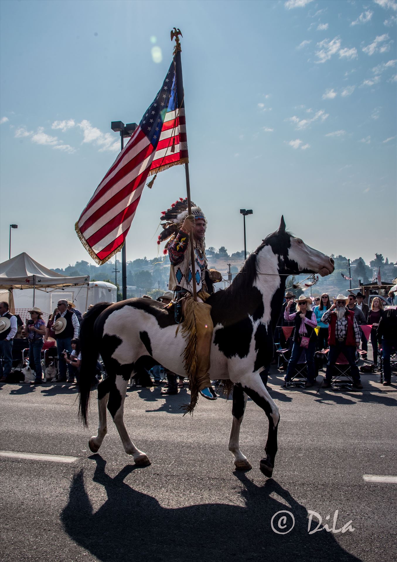 Indian carrying American Flag Pendleton, Westward Ho by DiLa Photography