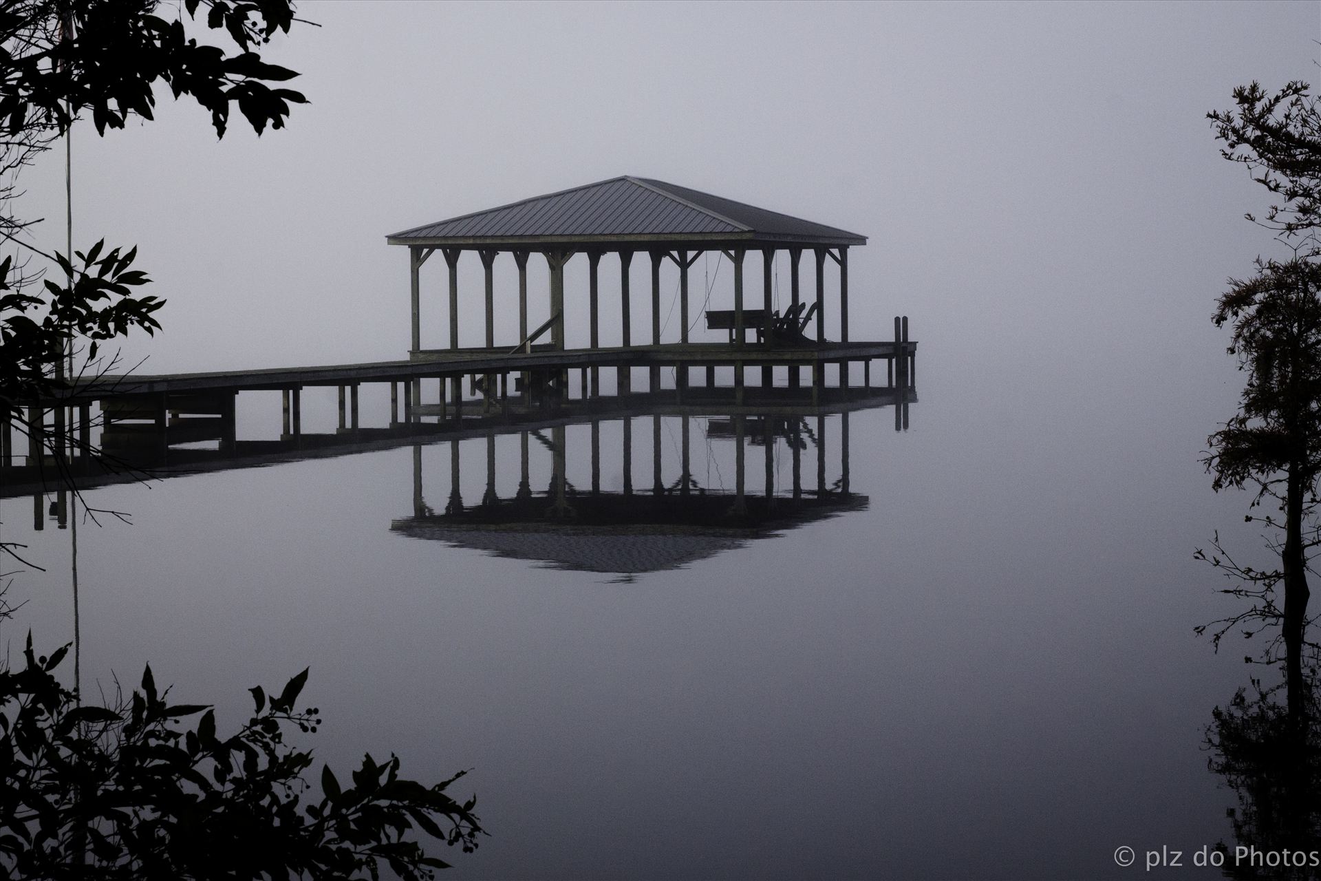 One Foggy Morning This image was taken at Lake Waccamaw, NC from my mother's yard one fall morning.  I hoped to capture the peacefulness and beauty that I saw this morning. by Patricia Zyzyk