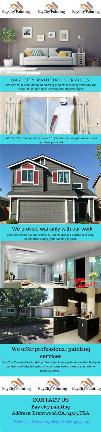 Find the best paint companies near you. Bay City Painting is a full Service for the Bay Area and surrounding Cities which specializes in both residential and commercial painting with 25 years professional experience. For more information call us at 925-63