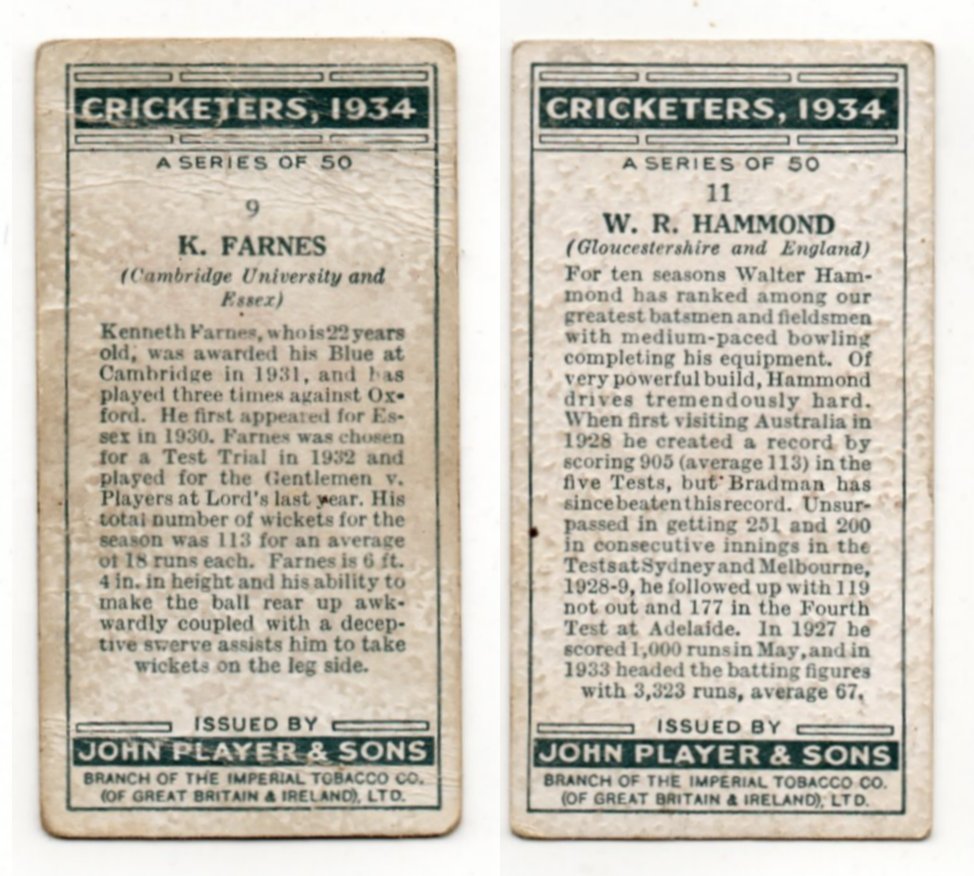 Players Cricketers 1934 Back CC0262.jpg  by whitetaylor