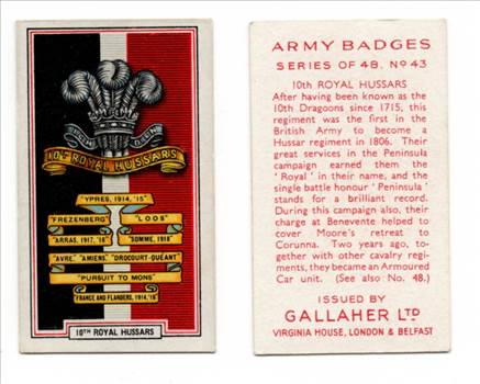 Gallaher Army Badges - 10th Royal Hussars  CC0188.jpg - 