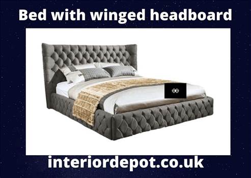 Bed with winged headboard.gif by interiordepot