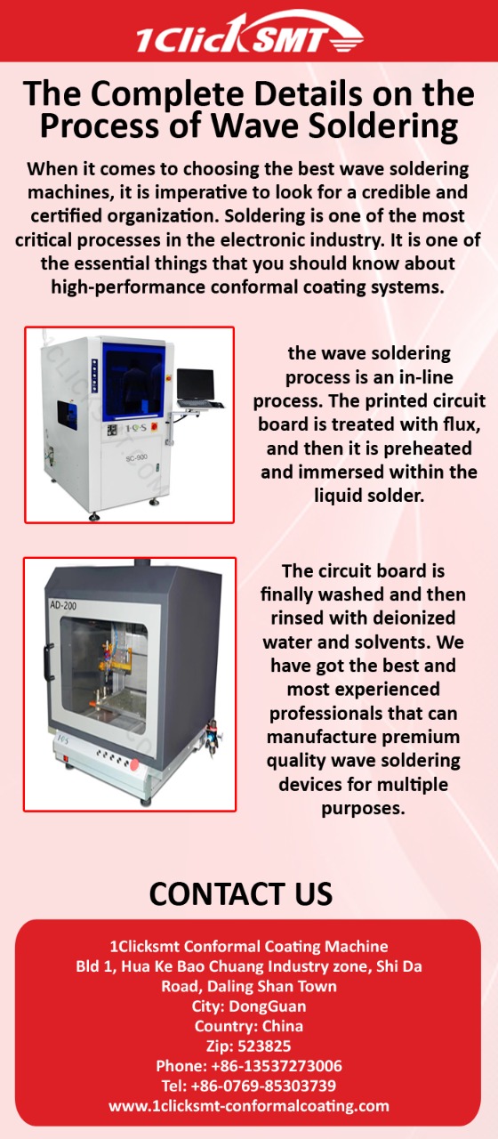 Wave Soldering Machine – The Complete Details on the Process of Wave Soldering We have got the best and most experienced professionals that can manufacture premium quality wave soldering devices for multiple purposes.s of wave soldering, you can always get in touch with our customer care executives. by 1clicksmtconformal