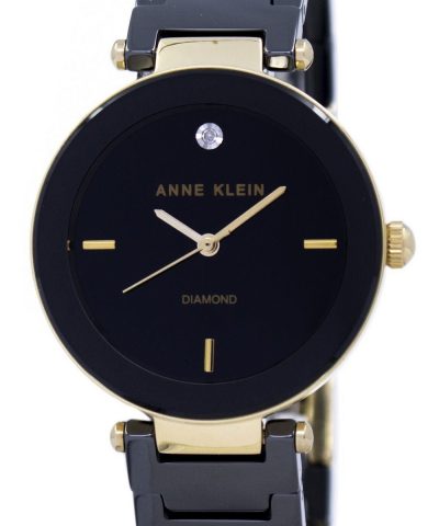 Anne Klein Quartz 1018BKBK Women’s Watch Features:
Gold Tone Metal Case,
Black Ceramic And Gold Tone Metal Bracelet,
Quartz Movement,
Mineral Crystal,
Black Dial,
Analog Display,
Diamond Marks At 12 O’clock Position,
Pull/Push Crown,
Jewelry Clasp,
30M Water Resistance. by citywatchesnz