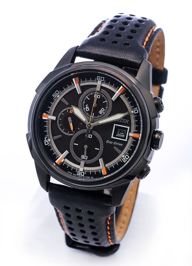 Citizen Eco Drive Black Leather Chronograph CA0375-00E Mens Watch.jpg  by citywatchesnz