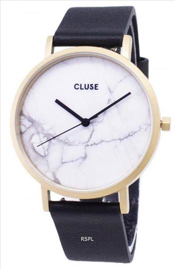 Features:

Gold Tone Stainless Steel Case
Leather Strap
Quartz Movement
Mineral Crystal
White Marble Dial
Analog Display
Pull/Push Crown
Solid Case Back
Buckle Clasp
30M Water Resistance

Approximate Case Diameter: 38mm
Approximate Case Thic