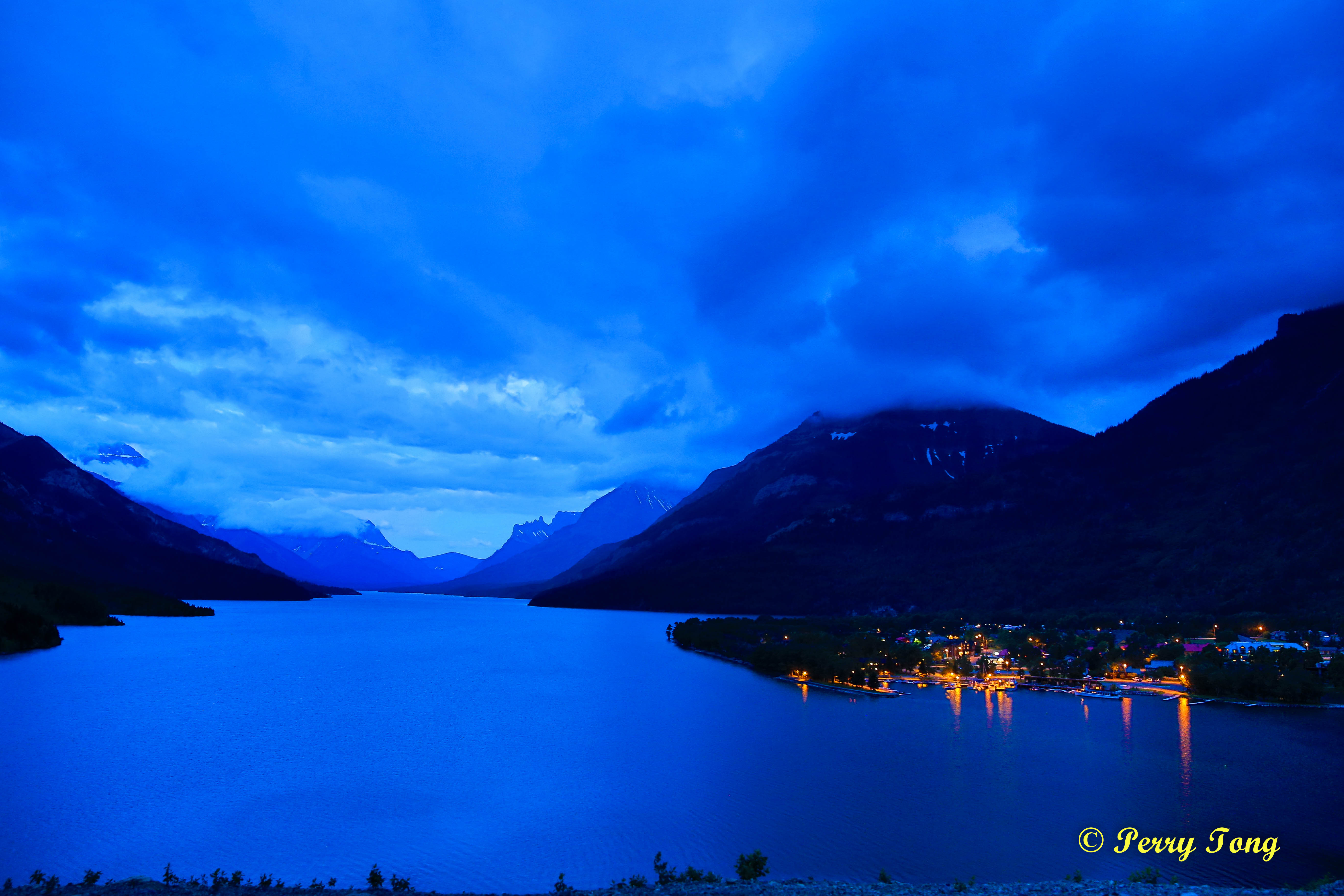 Dawn color Waterton Lake, Canada 06 2015  4萬丈红泉落, 暮色顯蒼茫.jpg  by WPC-162