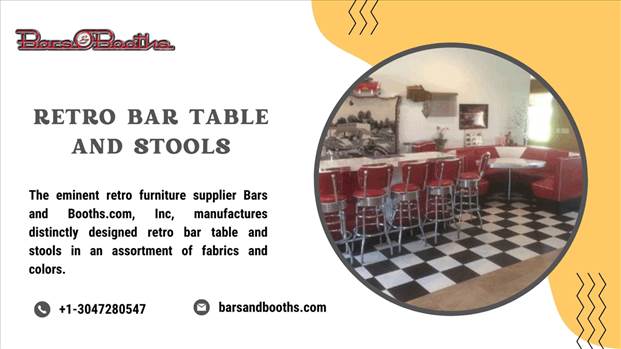 Retro Bar Table and Stools - The eminent retro furniture supplier Bars and Booths.com, Inc, manufactures distinctly designed retro bar table and stools in an assortment of fabrics and colors. For more visit: https://barsandbooths.com/retro-bar-stools/