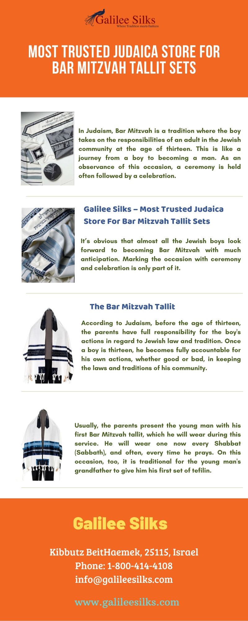 Most Trusted Judaica Store For Bar Mitzvah Tallit Sets In Judaism, Bar Mitzvah tallit is a tradition where the boy takes on the responsibilities of an adult. For more details, visit this link: https://bit.ly/2NPD1Yx by amramrafi