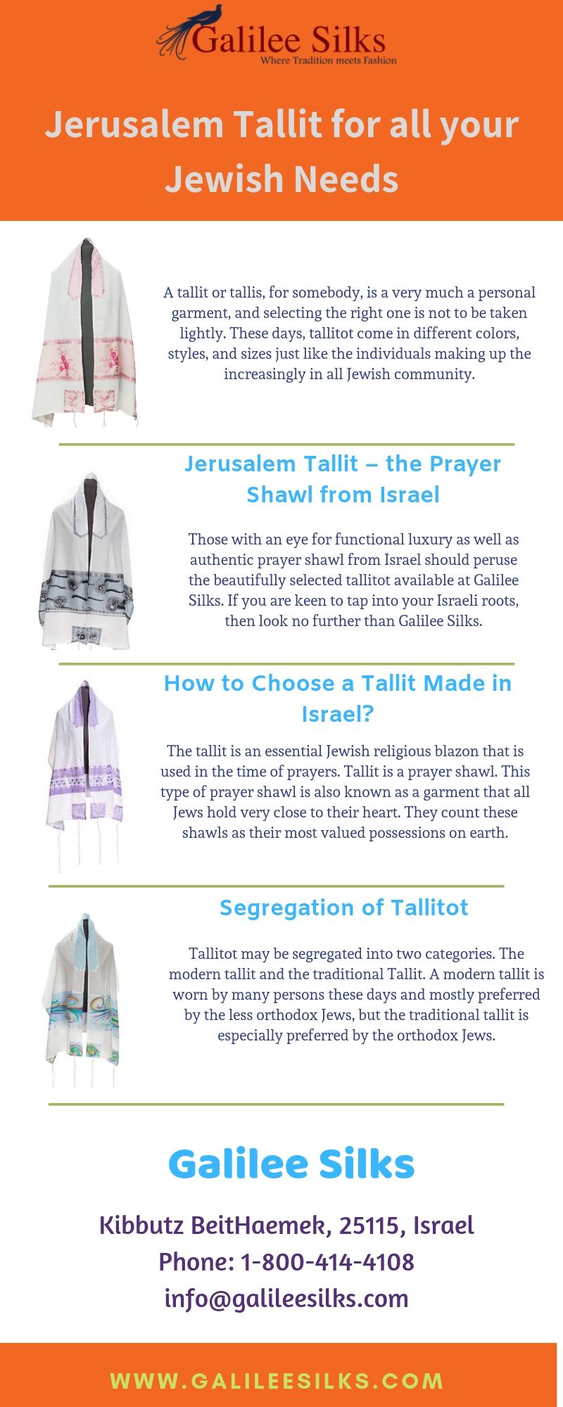 Jerusalem Tallit for all your Jewish Needs The modern, classic and traditional Jerusalem tallit or Israeli tallitot are made of wool, silk, and other materials, in different colors, sizes, and styles. For more details, visit this link: https://bit.ly/2EHILP4
 by amramrafi