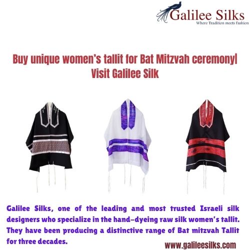 Buy unique women’s tallit for Bat Mitzvah ceremony| Visit Galilee Silk Buy a hand-made Israeli women’s tallit to gift a Jewish woman for the Bat Mitzvah ceremony. Visit Galilee Silk to get a wide range of hand-dyeing raw silk women’s tallit. For more details, visit: https://bit.ly/3g1Bmf3
 by amramrafi