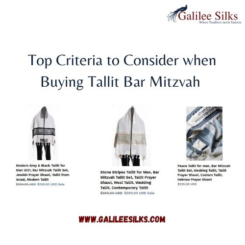 Top Criteria to Consider when Buying Tallit Bar Mitzvah  Galilee Silks have been offering the Jewish community beautiful collections of traditional and modern tallitotfor over 30 years. A unique collection is suitable for Bar Mitzvah boys. For more details, visit: https://bit.ly/390JxWQ
 by amramrafi