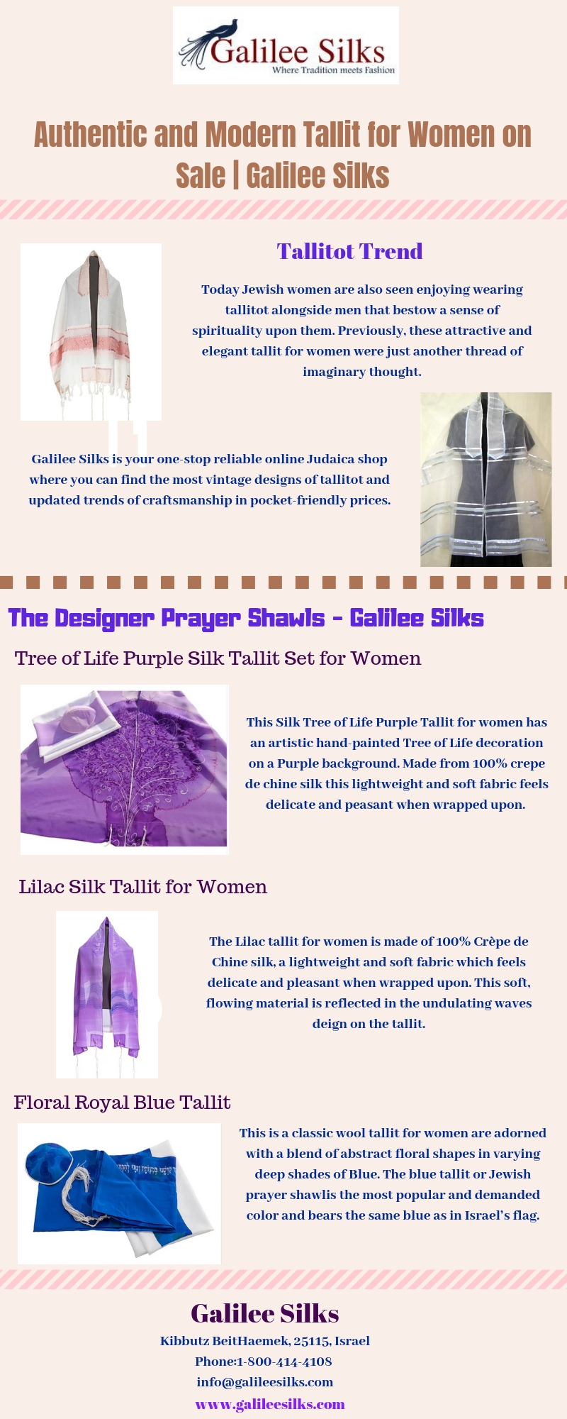 Authentic and Modern Tallit for Women on Sale _ Galilee Silks.jpg Are you looking for a brand new Tallit? Take a look at these modern and authentic Jewish prayer shawls that will last you for a long time. For more details, visit this link: https://bit.ly/2UDdrr3
 by amramrafi