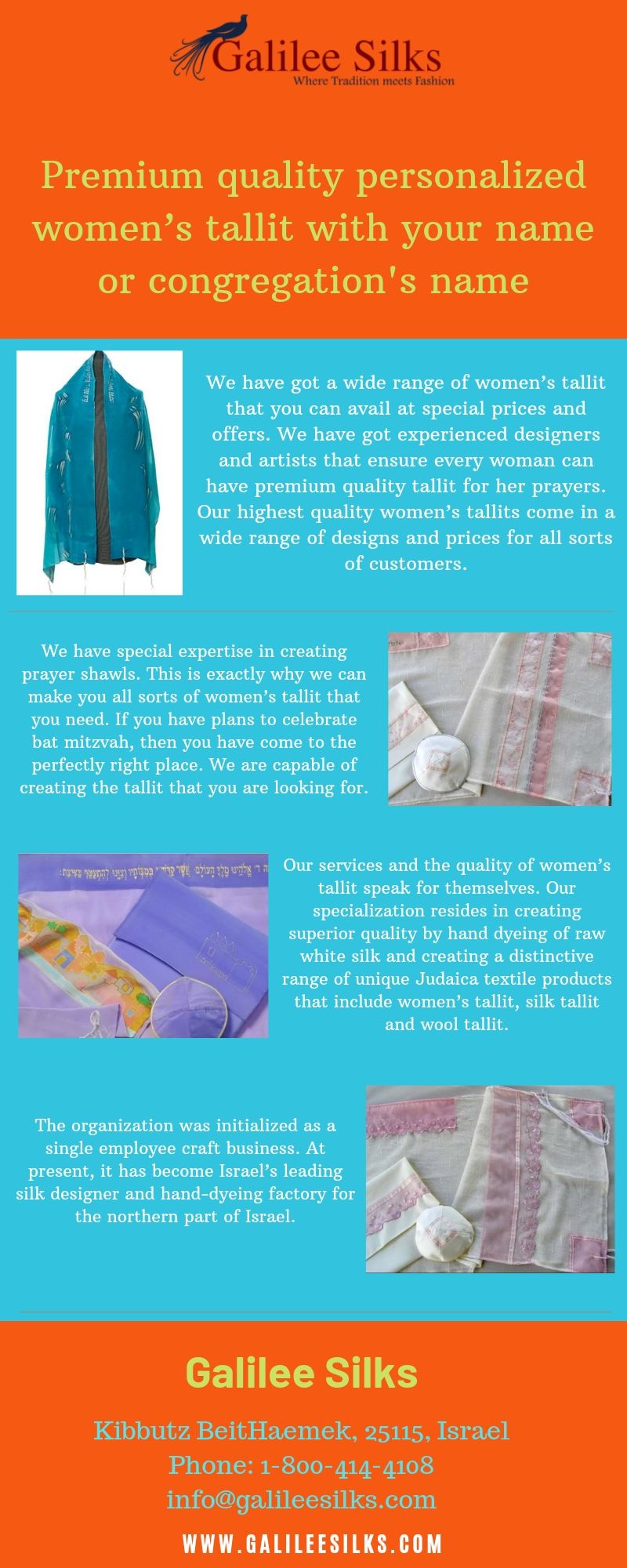 Premium quality personalized women’s tallit with your name or congregation's name It cannot be denied that the women’s tallit is one of the most important Jewish religious symbols that are used during prayers.For more details, visit this link: https://bit.ly/2LIsJJ5
 by amramrafi