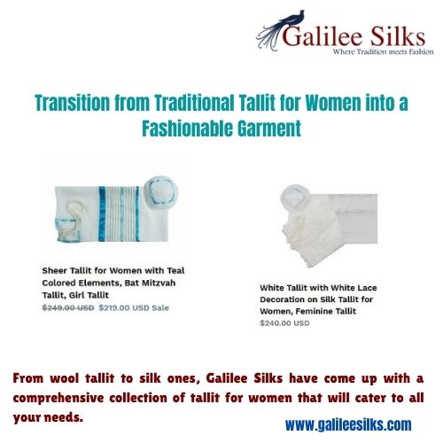 Transition from Traditional Tallit for Women into a Fashionable Garment How traditional Tallit for Women has also evolved into a fashion garment with contemporary designing elements. Get the best quality designer tallit for special occasions. For more details, visit: https://www.galileesilks.com/collections/womens-tallit-1
 by amramrafi