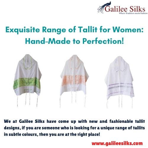 Exquisite Range of Tallit for Women: Hand-Made to Perfection! There was a time when tallit for women were irrelevant, because women were not allowed to wear the tallit. But with the change of time and mind-set, women are adorning tallit now more than ever. For more details, visit this link: https://bit.ly/2Fd2ZDx by amramrafi