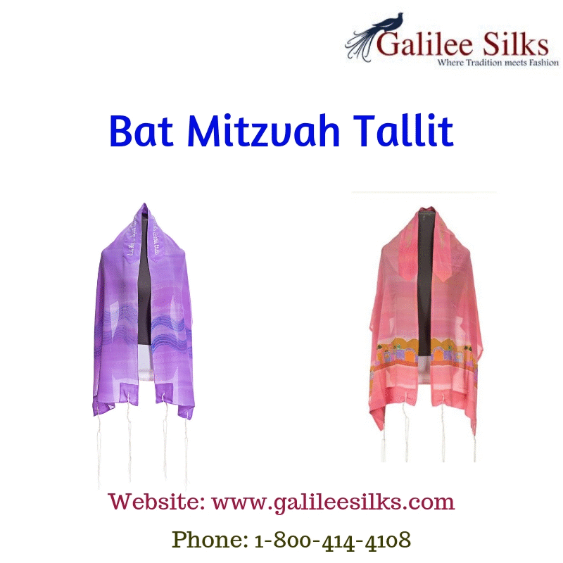 Bat mitzvah Tallit.gif We at galileesilks.com have specialized in Bat mitzvah Tallits that will surely make your coming of age daughter stand apart on her special day. For more details, visit: https://www.galileesilks.com/collections/bat-mitzvah-tallit by amramrafi