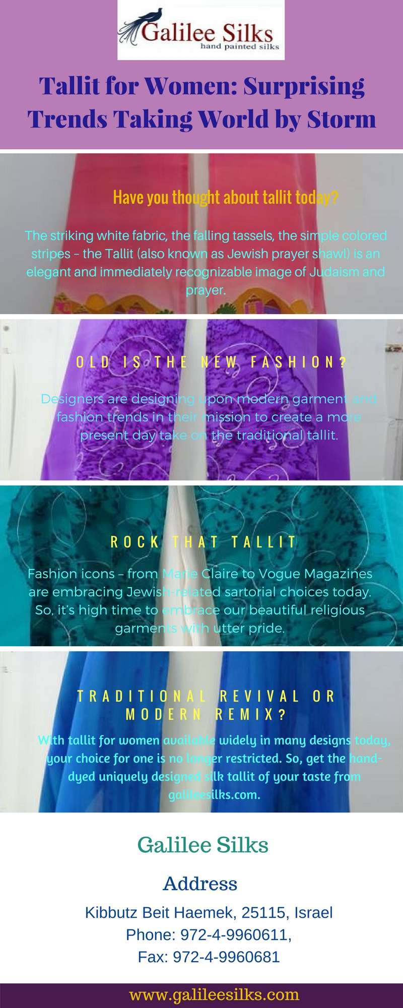 Tallit for Women Surprising Trends Taking World by Storm.jpg Jewish prayer shawl is getting its moment of glam. With fashion trends changing rapidly, embrace yourself with contemporary designed modern Jewish tallit today. For more details, visit this link: https://silktallit.wordpress.com/2018/04/10/tallit-for-wome by amramrafi