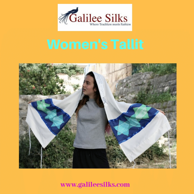Women's Tallit.gif Long gone are the days when women were not allowed to wear Tallits. But with a fresh new progressive approach, we at galileesilks have also come up with a fresh new collection of women’s tallit. For more details, visit: https://bit.ly/2Pl4eRf by amramrafi