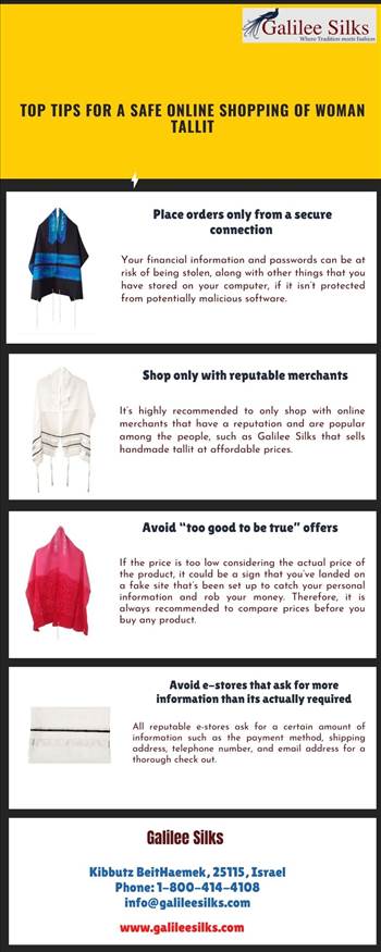 Top tips for a safe online shopping of woman tallit - The one-stop online shop for Judaica products, Galilee Silks, is designed to help you find the right woman tallit in your preferred size, color, and pattern. For more details, visit: https://www.galileesilks.com/collections/womens-tallit-1\r\n