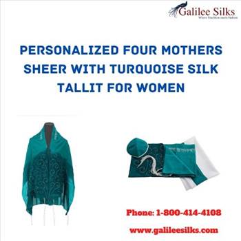 Personalized Four Mothers Sheer with Turquoise Silk Tallit for Women by amramrafi