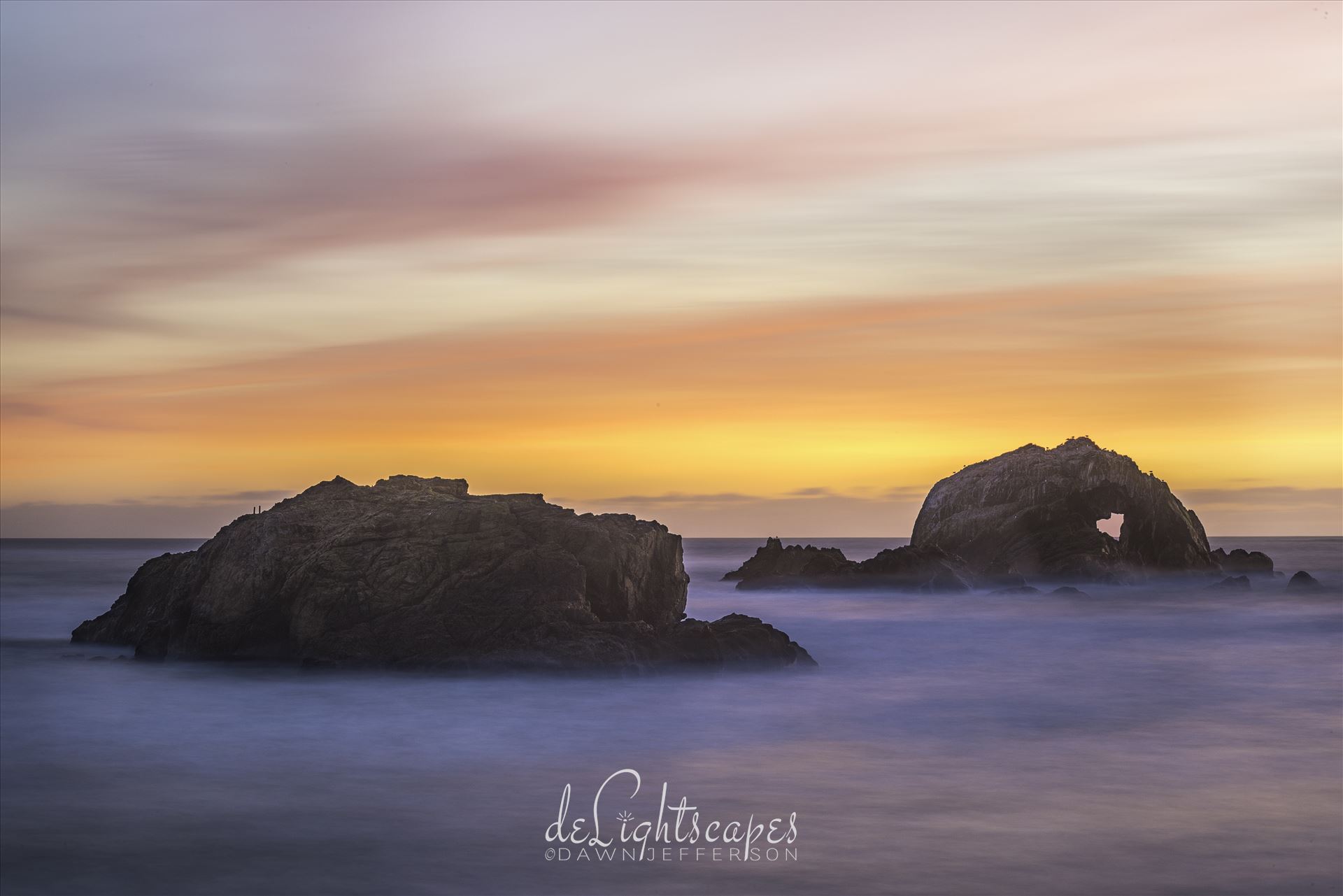 Between a Rock and a Heart Place Soft sunset amongst the seastacks by Dawn Jefferson