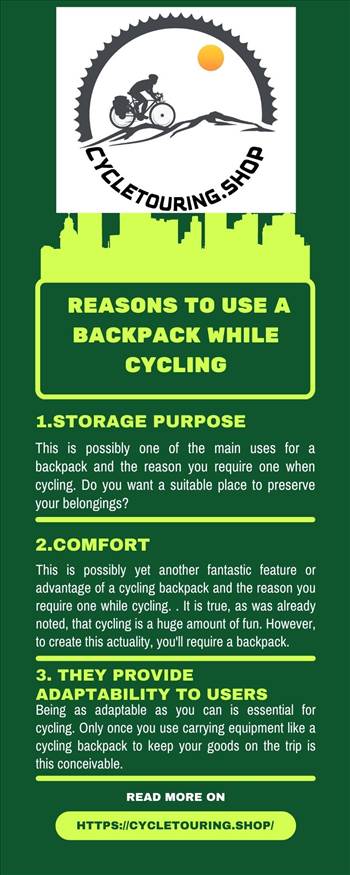 They are incredibly difficult to overlook because they play such an important function. Here are a few shocking advantages of using a backpack when cycling. For more details visit us: https://diigo.com/0psdfq