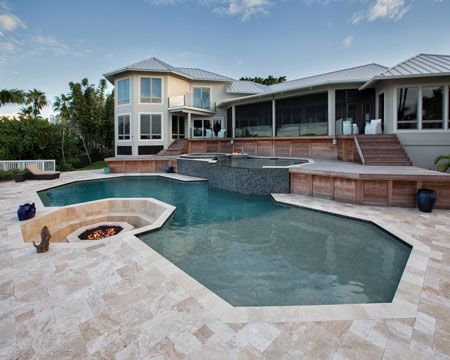 First Quality French Pattern Pool Deck At Unbeatable Price From Stone-Mart. Stone-Mart adds an exclusive stunning look to your pool through travertine pool decks. With over 17000 sqft of designer friendly showrooms they supply you with with the foremost attractive further as durable decks for your outside property. For free sampl by stonemart