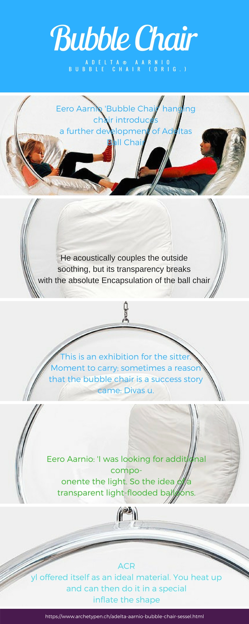 Bubble chair for sale.jpg The contemporary-styled hanging Eero Aarnio’s Bubble Chair is great for indoor as well as outdoor use. Your experience of space will never be the same as you let brilliant reality shine in all directions.  by archetypen
