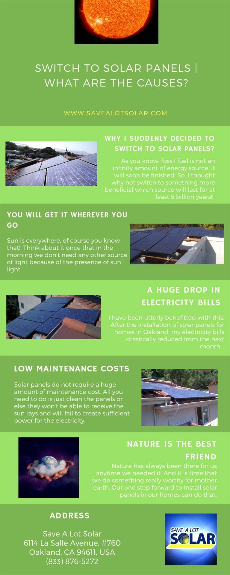Switch to Solar Panels | what are the Causes? Solar panels for homes in Oakland are utterly profitable for you as well as the nature. How? Read my link to know more…
https://bit.ly/2SYkNVb by savealotsolarus