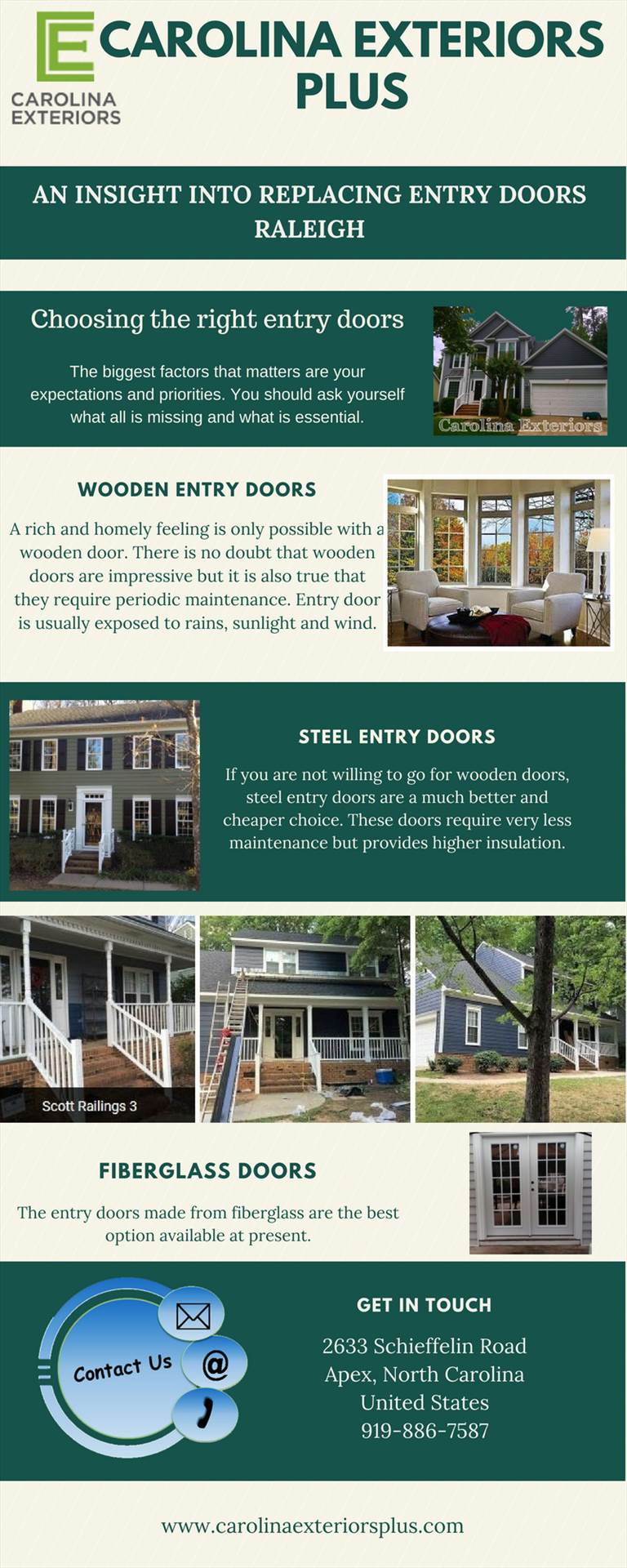 An Insight into Replacing Entry Doors Raleigh.jpg Carolina Exteriors is the Raleigh Triangle area’s trusted partner for James Hardie® Hardieplank siding and trim installation, replacement windows, entry doors, roofing and painting services.
http://www.carolinaexteriorsplus.com/
 by carolinaexteriorsplus