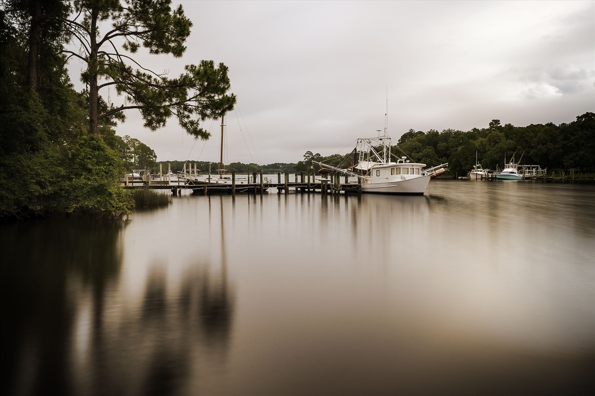 long exposure of boats in the bay 8500344.jpg Shrimp boat at dock, Southport, Florida by Terry Kelly Photography