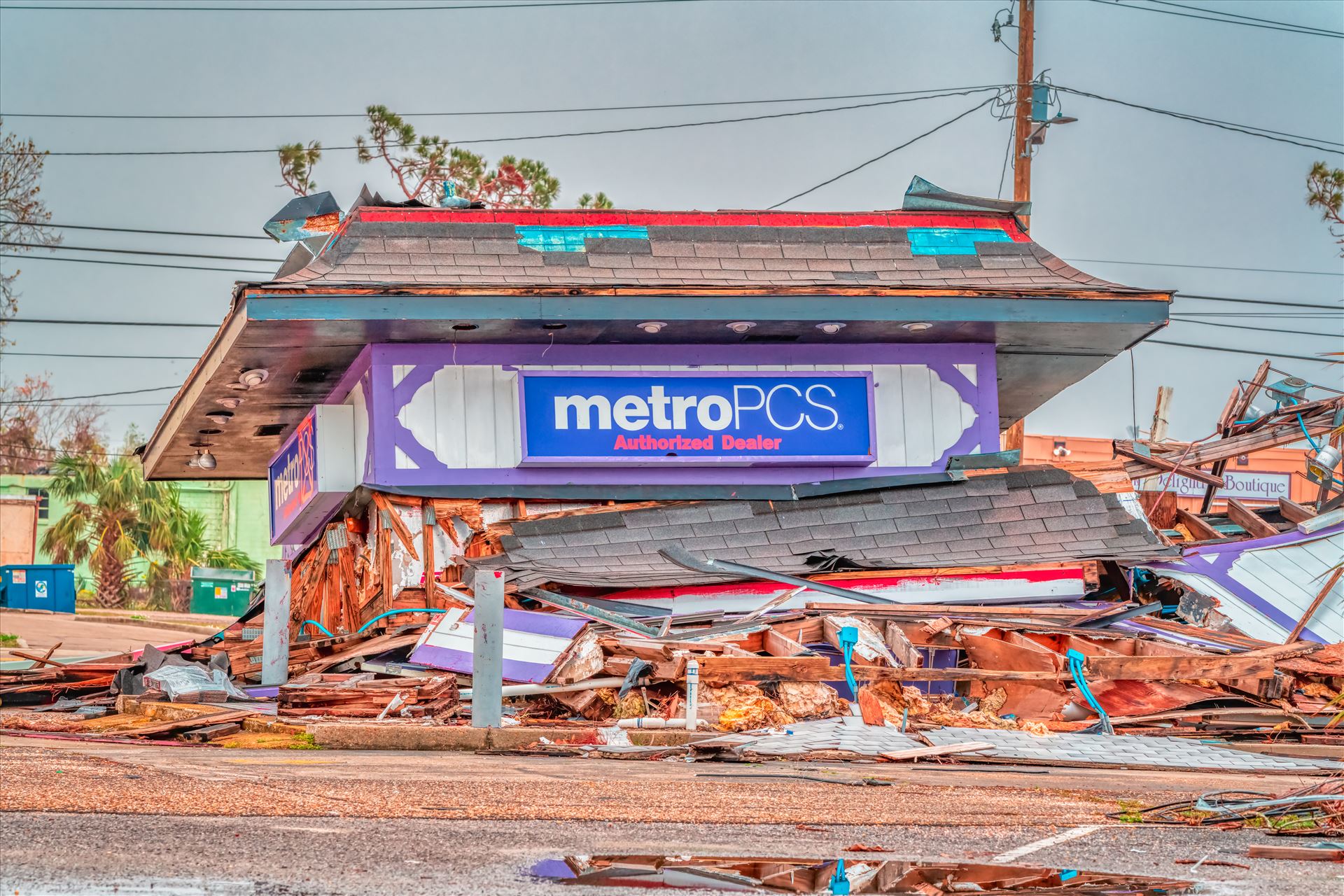 Hurricane Michael Panama City, Florida, USA. 12/30/2018 metroPCS destroyed by Hurricane Michael by Terry Kelly Photography