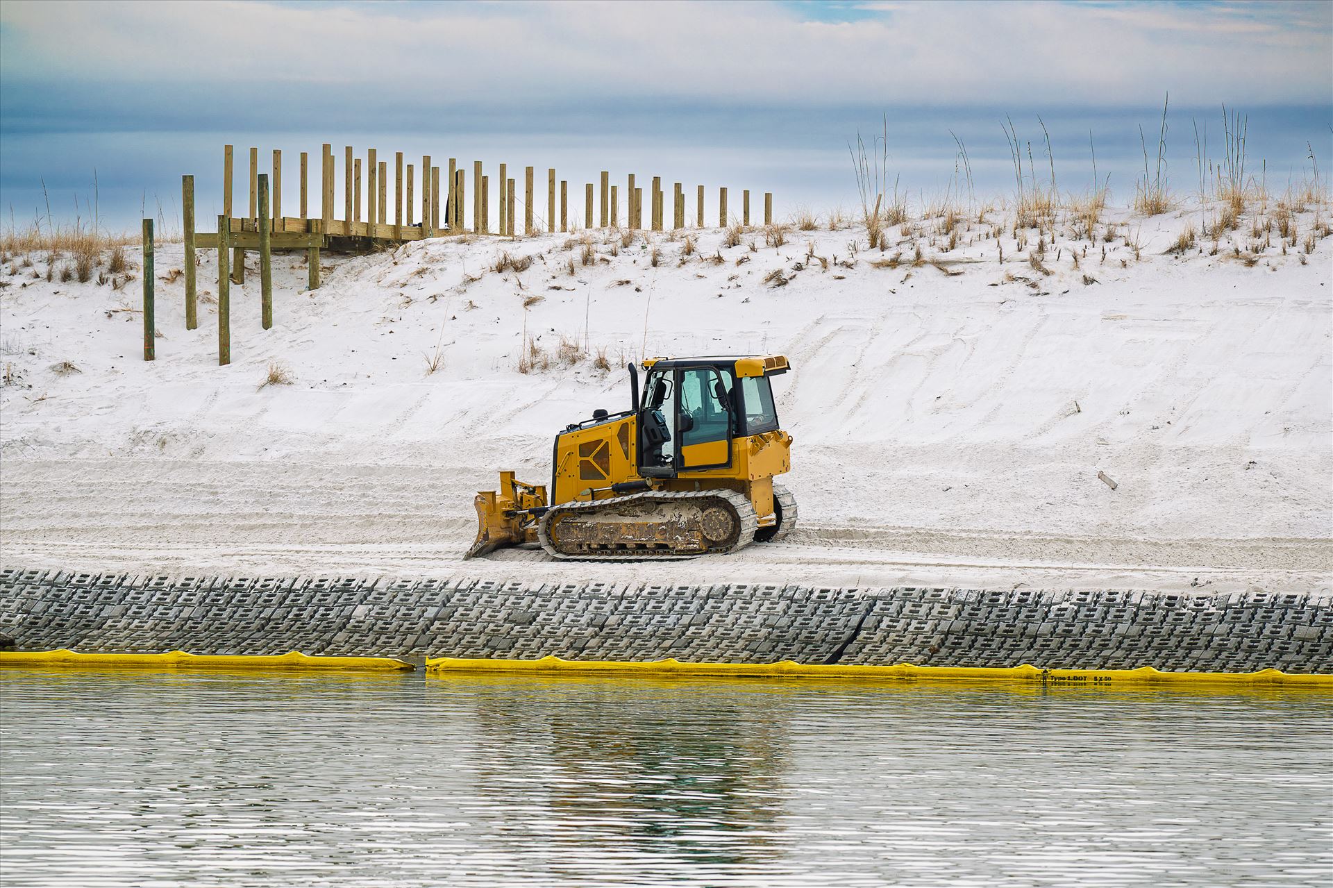Beach renourishment Beach renourishment Destin Florida bulldozer white sand by Terry Kelly Photography