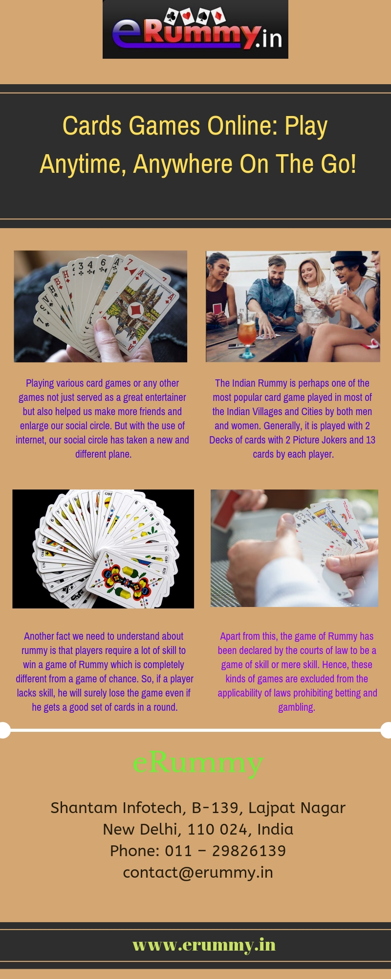 Cards Games Online- Play Anytime, Anywhere On The Go!.jpg Various card games have always been a great way to connect with your friends and social circle. But what if you get to play them online? For more details, visit this link: https://bit.ly/2GjQ698
 by Erummy