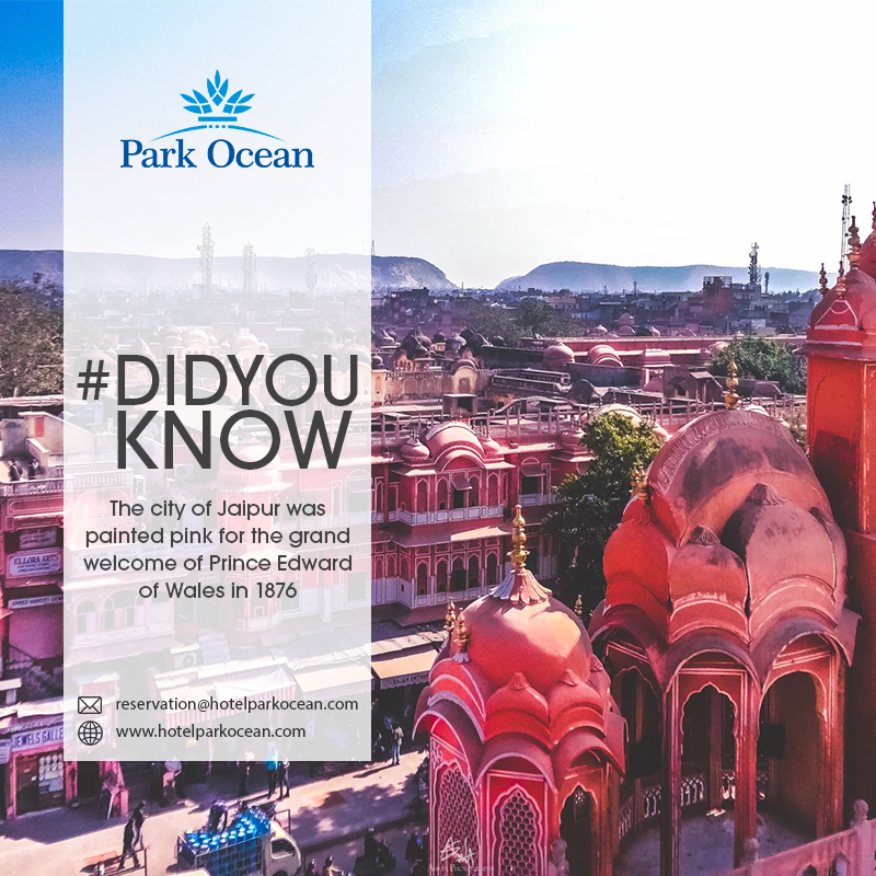 facts about jaipur- Why jaipur called pink city? Many people don’t know that pink colour is associated with hospitality. Thanks to Maharaja Ram Singh as during his rule in 1876 when Prince of Wales, Edward visited Jaipur, it was the time entire city including forts, shops, and other constructions were p by HotelParkOcean