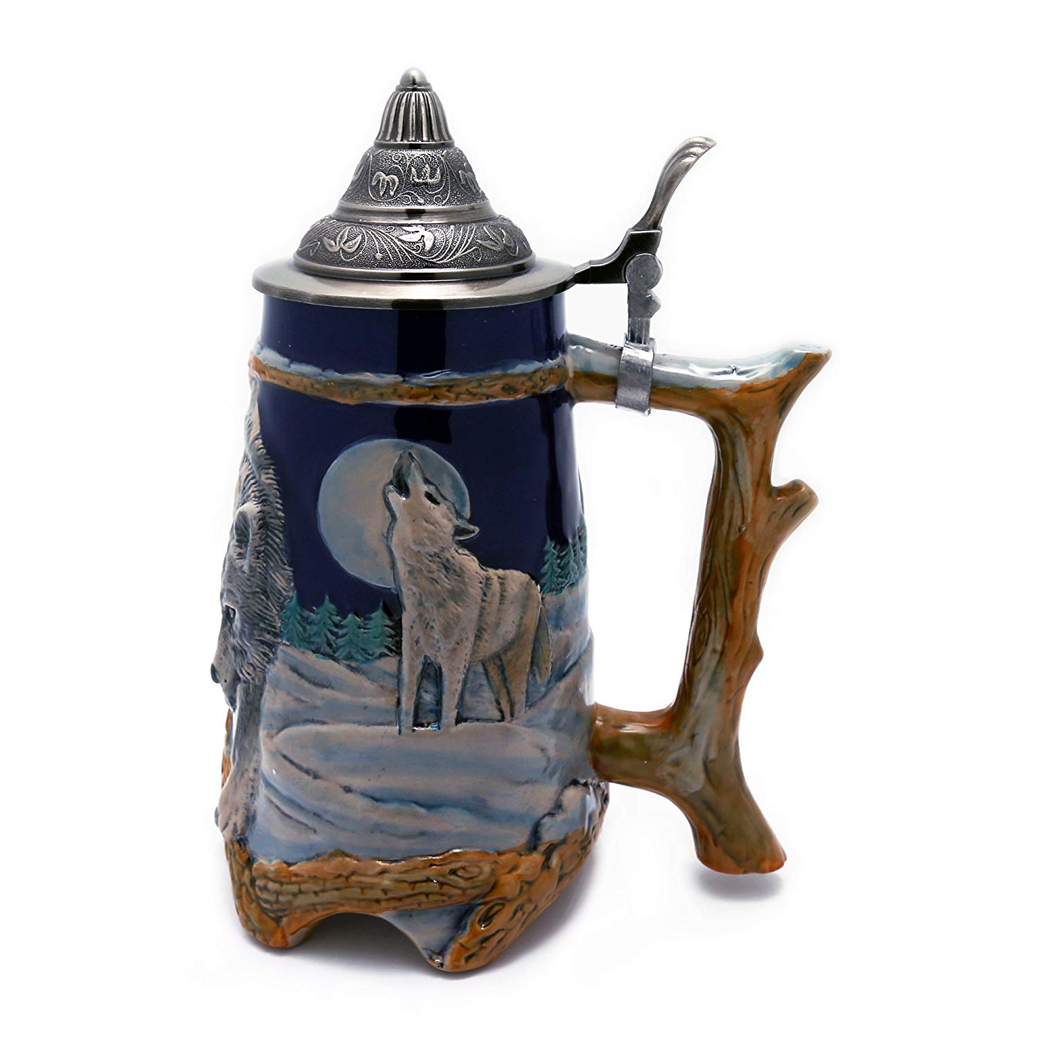 TransSino Treasures 0.95 Liter Engraved Beer Stein with Relief Wolf Image.jpg  by TransSinoTreasures