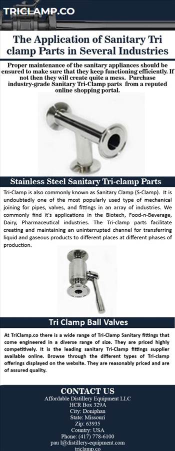 TriClamp.co can provide you with high-quality and industry-grade sanitary Tri-Clamp Parts. Also, learn about how they are used in several industries or for more details visit our website: https://www.articlepoint.org/application-of-sanitary/