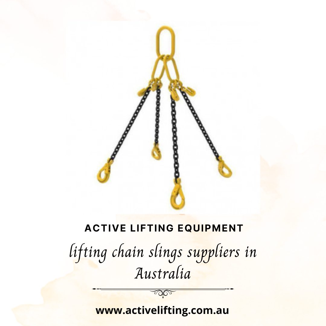 lifting chain slings suppliers in Australia.png Our slings are accessible in eight and hundred grade chain and have fittings in both grades as well. All the chain slings we provide come with a tag as per OSHA. Visit us : https://www.activelifting.com.au/ by activeliftingequipment