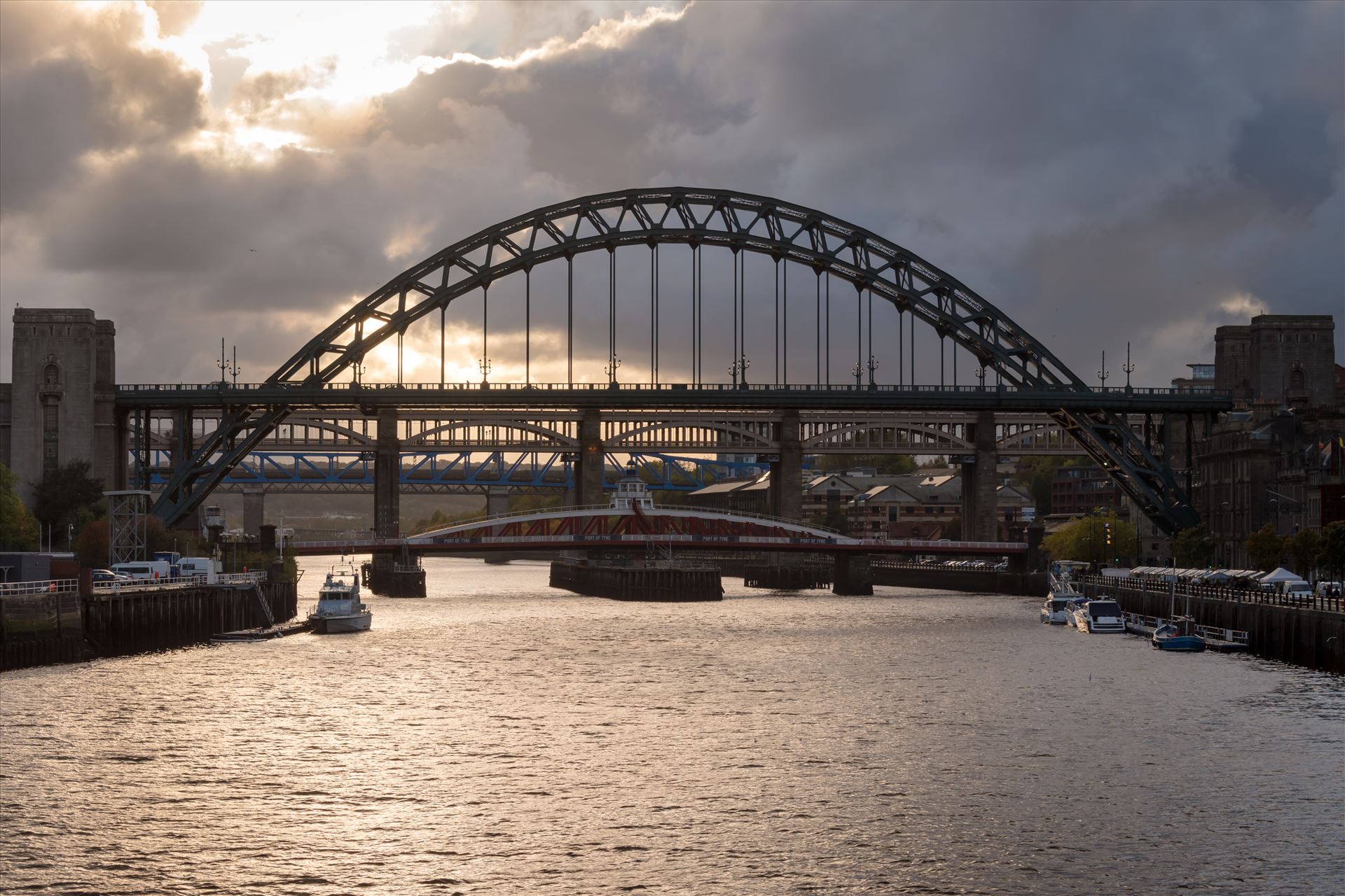 Sunset over the river Tyne, Quayside Newcastle  by Graham Dobson Photography