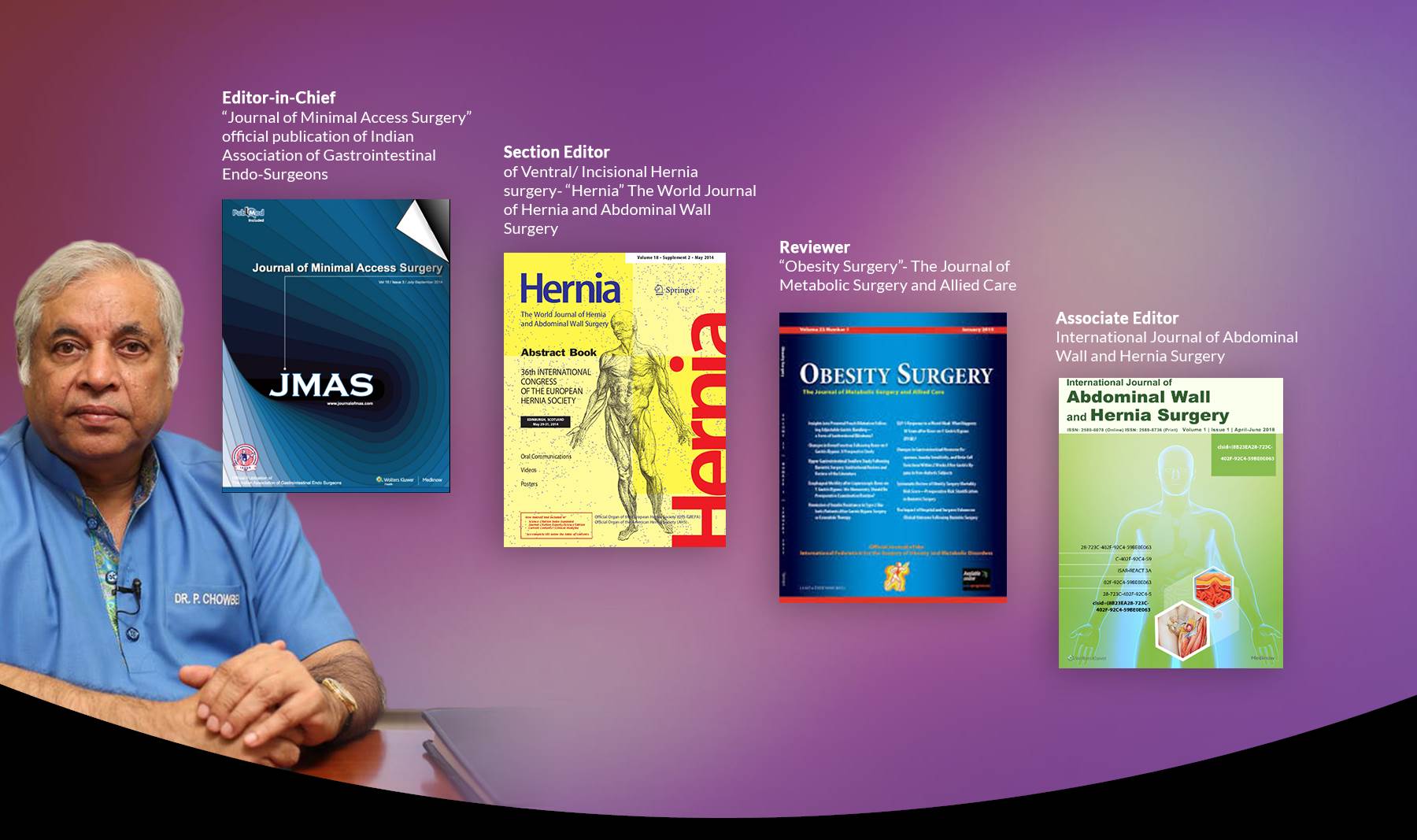 Banner 6 Dr. Pradeep Chowbey is not only a well-known obesity and laparoscopic surgeon but also a good author. HE has written many books together with some other renowned doctors.  Visit: http://www.chowbey.com/ by drpradeepchowbey
