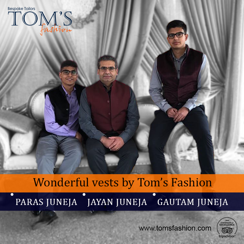 Happy Customers with quality services by Tom’s Fashion Juneja family had an amazing Tailoring experience while choosing tremendous vests by Tom's Fashion. Explore more - https://goo.gl/DrFZP5
 by Toms Fashion