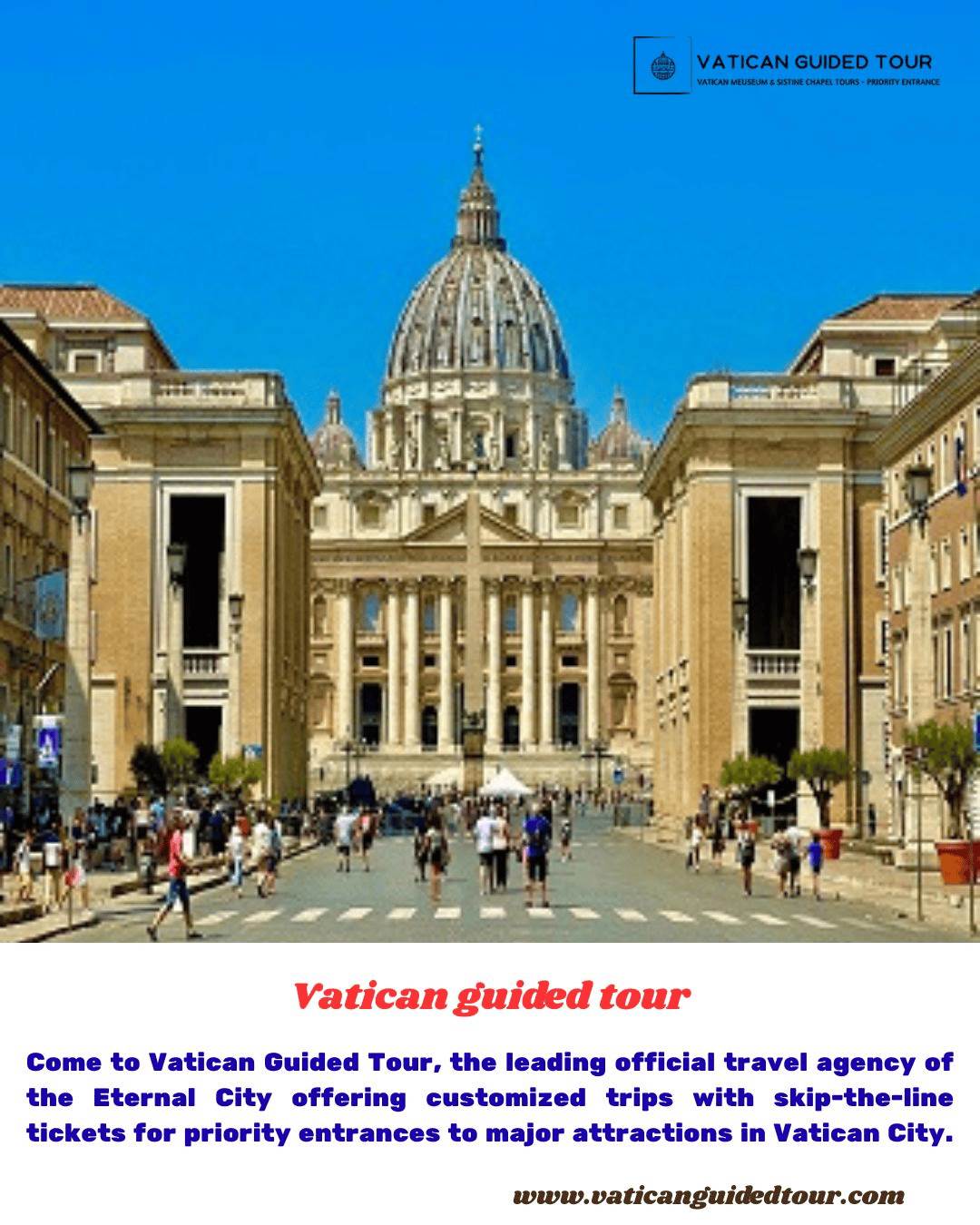 Vatican guided tour Come to Vatican Guided Tour, the leading official travel agency of the Eternal City offering customized trips with skip-the-line tickets . For more visit: https://www.vaticanguidedtour.com/ by Vaticanguidedtour