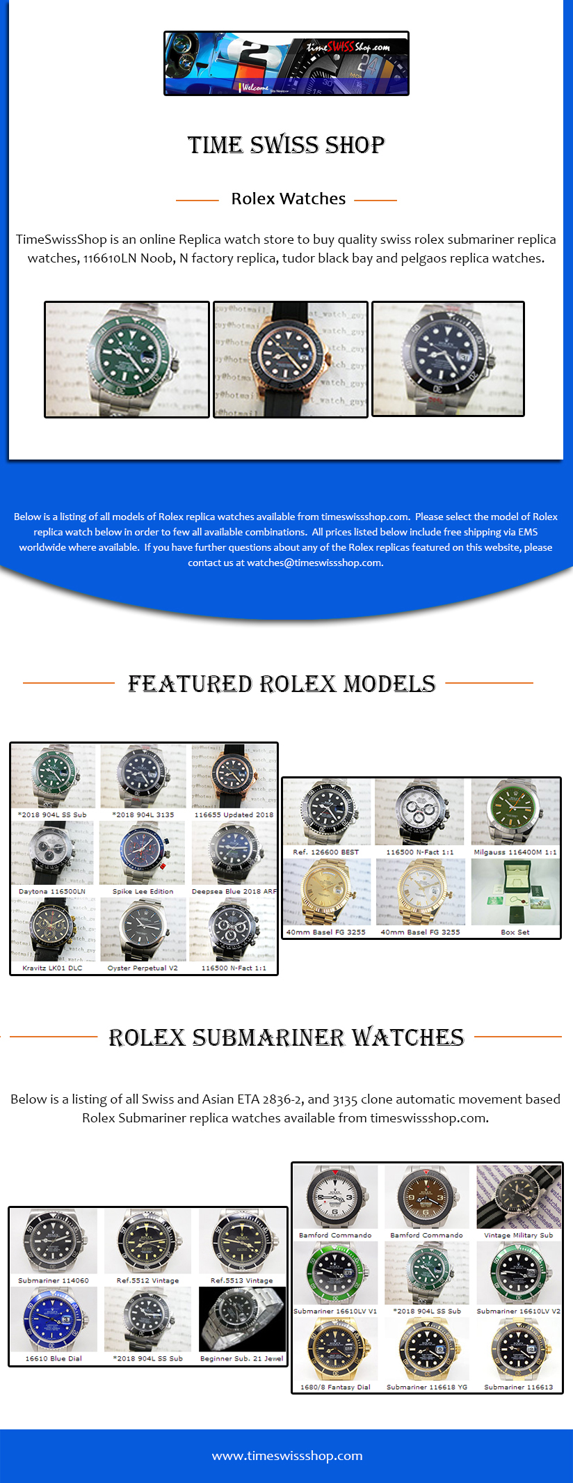 Rolex Watches Timeswissshop.com is an online Replica watch store to buy quality swiss rolex seadweller replica watches, Seadweller ETA and Fake Watch Busta. Purchase multiple watches and not only save money on shipping, but enjoy our generous discounts! 
 by Timeswissshop