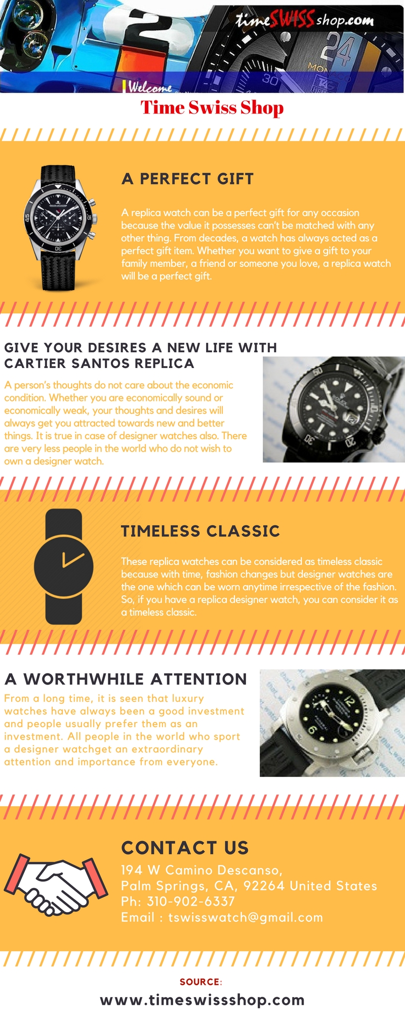 Replica Watch TimeSwissshop.com is an online replica watch store to buy all kinds of quality replica watches such as Bronzo Replica, Intime, Puretime and many more. View Replica Watch Reviews here on Replica Blog. For more info at http://www.timeswissshop.com
 by Timeswissshop